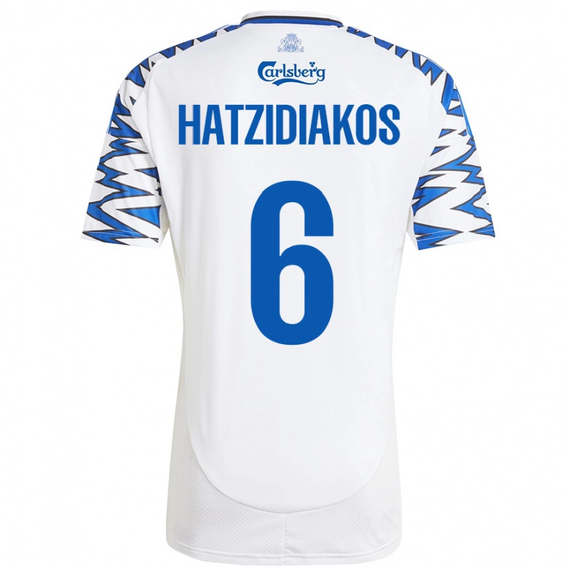 Danxen Män Pantelis Hatzidiakos #6 Vit Himmelsblå Hemmatröja Matchtröjor 2024/25 Tröjor T-Tröja
