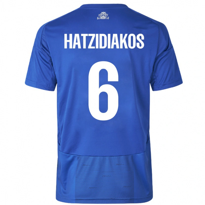 Danxen Män Pantelis Hatzidiakos #6 Vit Blå Bortatröja Matchtröjor 2024/25 Tröjor T-Tröja
