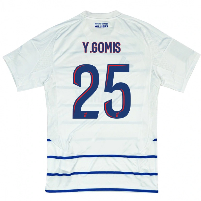 Danxen Män Yoni Gomis #25 Vit Blå Bortatröja Matchtröjor 2024/25 Tröjor T-Tröja