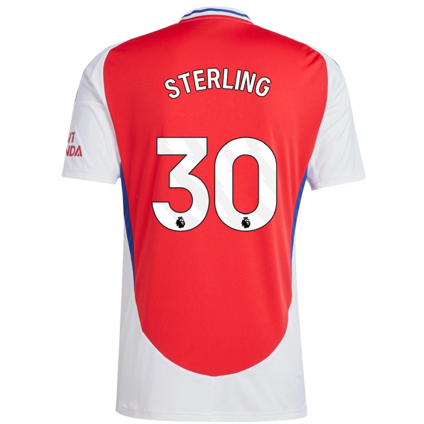 Danxen Kvinnor Raheem Sterling #30 Röd Vit Hemmatröja Matchtröjor 2024/25 Tröjor T-Tröja