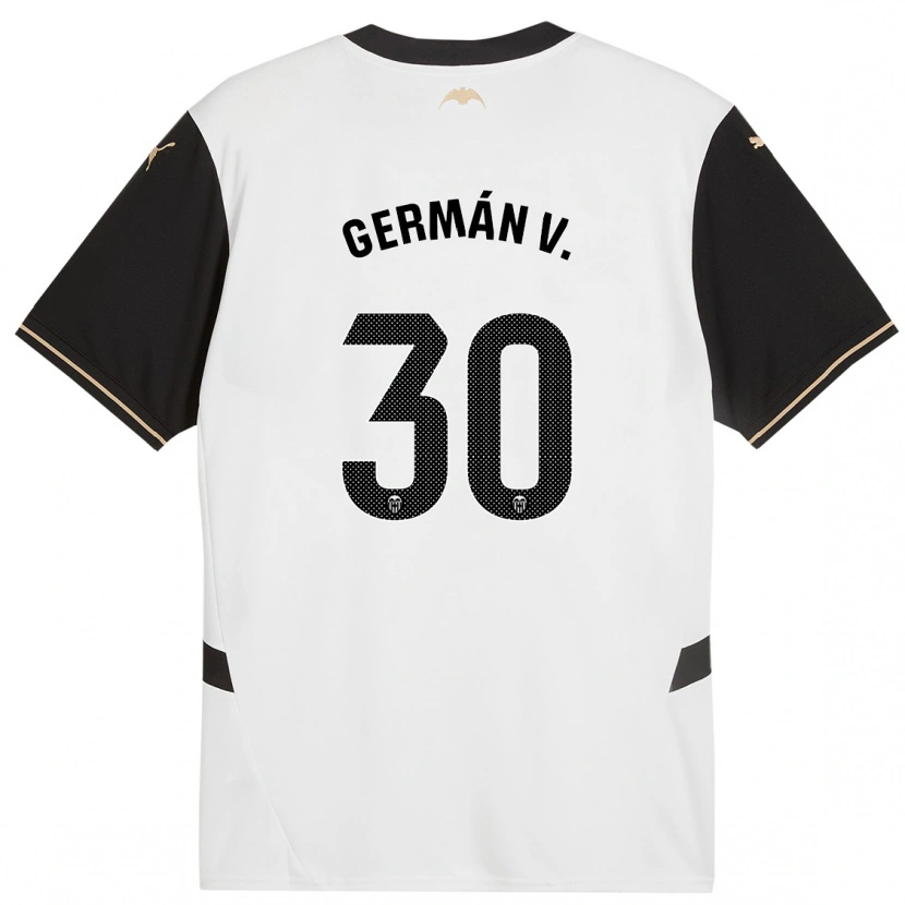 Danxen Kvinnor Germán Valera #30 Vit Svart Hemmatröja Matchtröjor 2024/25 Tröjor T-Tröja