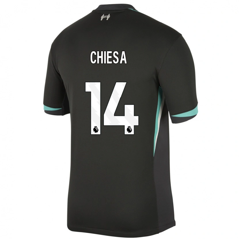 Danxen Kvinnor Federico Chiesa #14 Svart Antracit Vit Bortatröja Matchtröjor 2024/25 Tröjor T-Tröja
