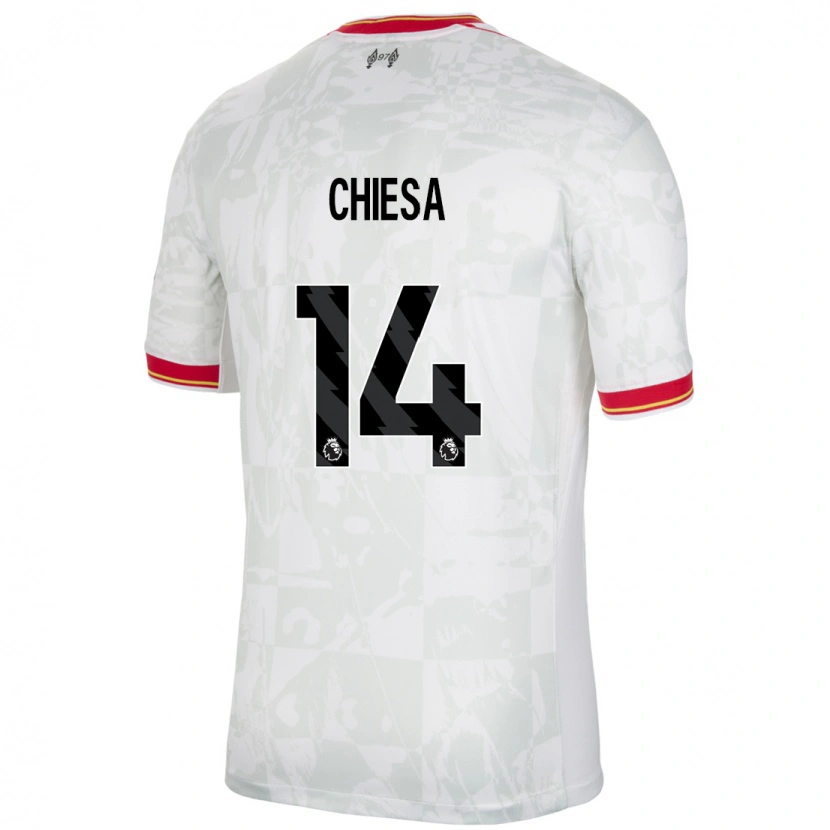 Danxen Kvinnor Federico Chiesa #14 Vit Röd Svart Tredjesatsen Matchtröjor 2024/25 Tröjor T-Tröja
