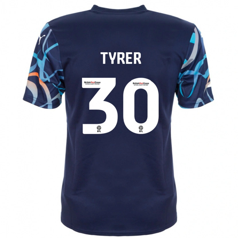 Danxen Kvinnor Harry Tyrer #30 Marinblå Bortatröja Matchtröjor 2024/25 Tröjor T-Tröja