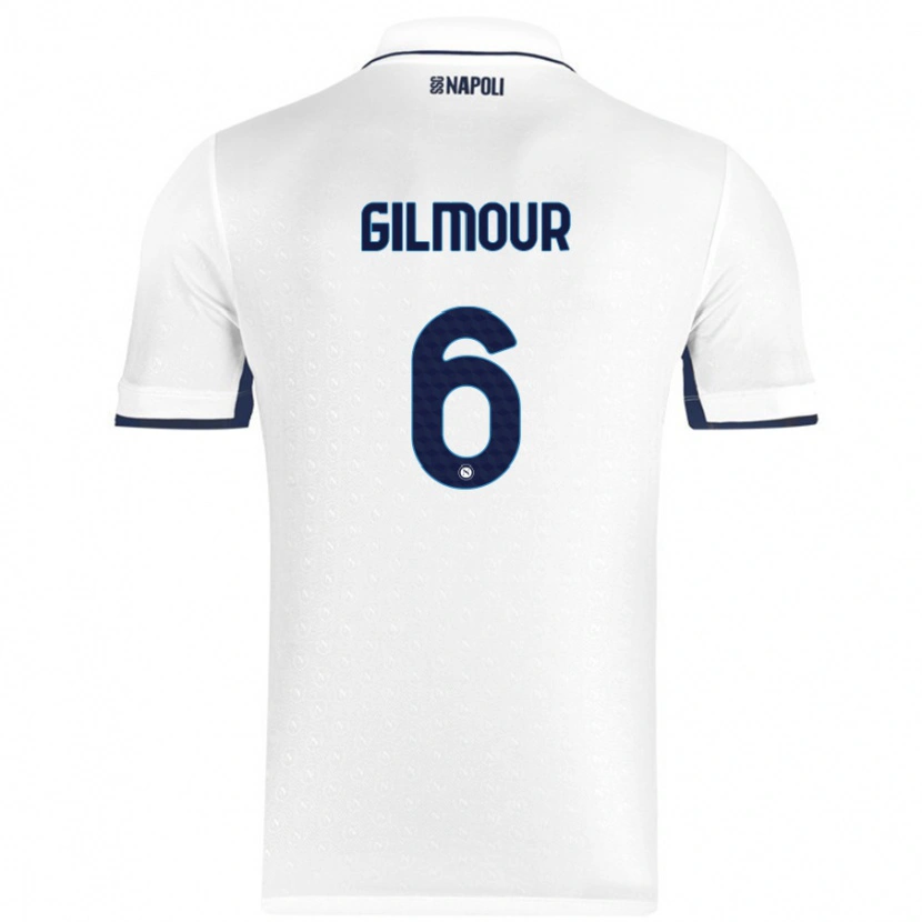 Danxen Kvinnor Billy Gilmour #6 Vit Kungsblå Bortatröja Matchtröjor 2024/25 Tröjor T-Tröja