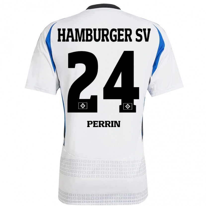 Danxen Kvinnor Lucas Perrin #24 Vit Blå Hemmatröja Matchtröjor 2024/25 Tröjor T-Tröja