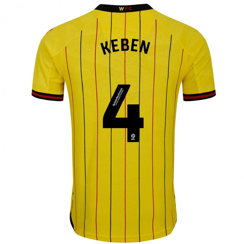 Danxen Kvinnor Kévin Keben #4 Gul Svart Hemmatröja Matchtröjor 2024/25 Tröjor T-Tröja