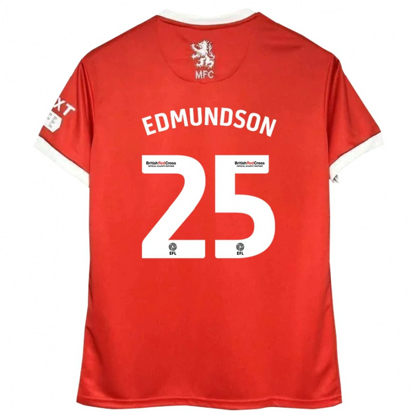 Danxen Kvinnor George Edmundson #25 Röd Vit Hemmatröja Matchtröjor 2024/25 Tröjor T-Tröja