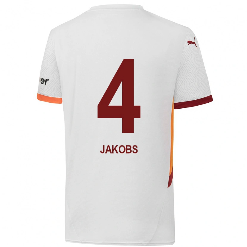 Danxen Kvinnor Ismail Jakobs #4 Vit Gulröd Bortatröja Matchtröjor 2024/25 Tröjor T-Tröja