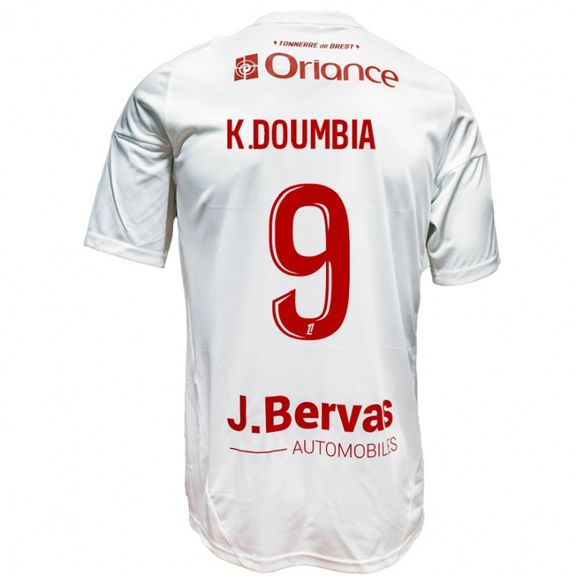 Danxen Kvinnor Kamory Doumbia #9 Vit Röd Bortatröja Matchtröjor 2024/25 Tröjor T-Tröja