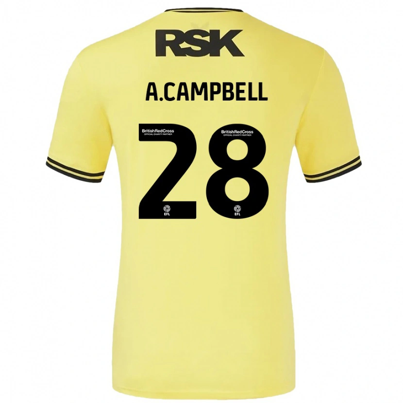 Danxen Kvinnor Allan Campbell #28 Gul Svart Bortatröja Matchtröjor 2024/25 Tröjor T-Tröja