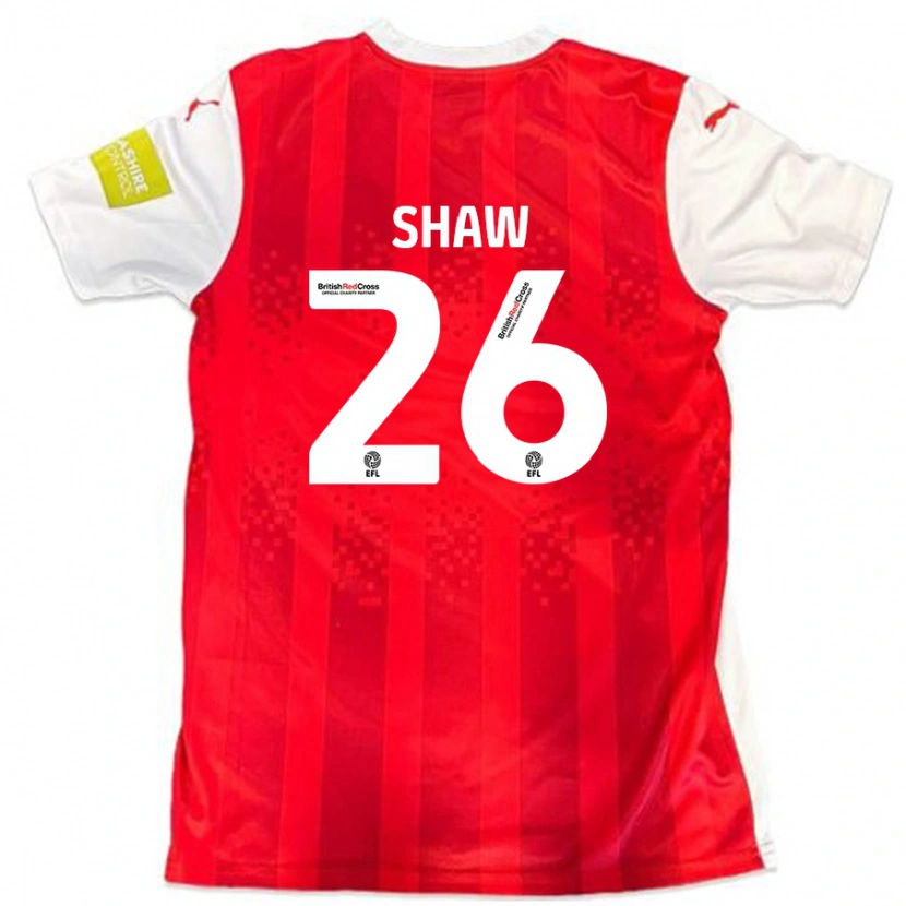 Danxen Kvinnor Liam Shaw #26 Röd Vit Hemmatröja Matchtröjor 2024/25 Tröjor T-Tröja