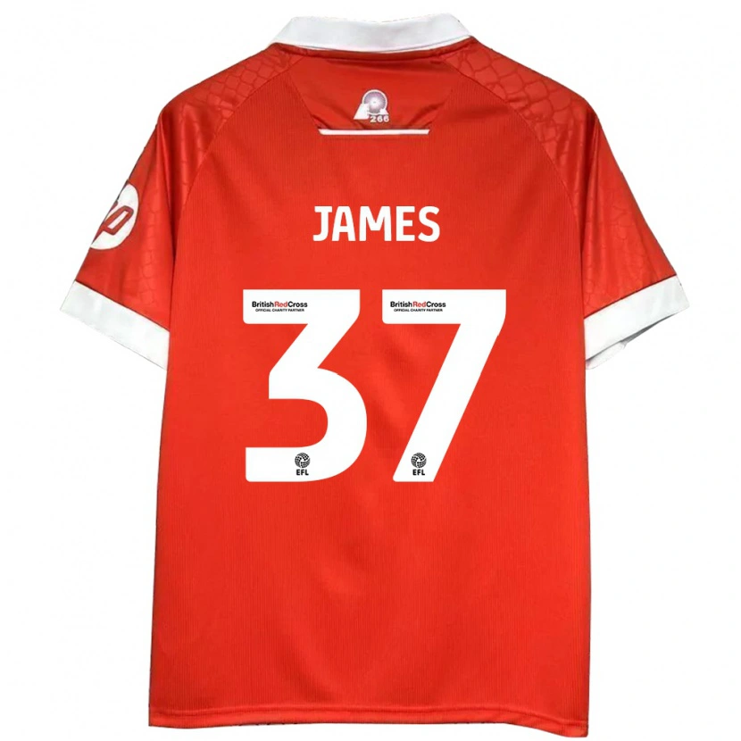 Danxen Kvinnor Matty James #37 Röd Vit Hemmatröja Matchtröjor 2024/25 Tröjor T-Tröja