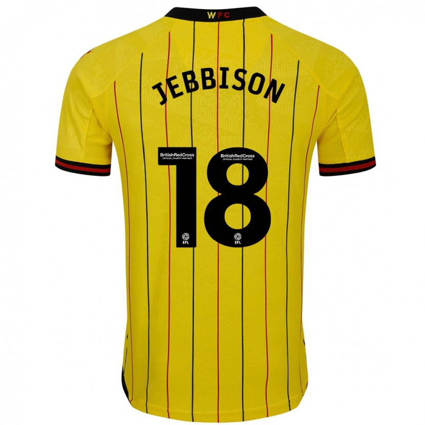Danxen Kvinnor Daniel Jebbison #18 Gul Svart Hemmatröja Matchtröjor 2024/25 Tröjor T-Tröja