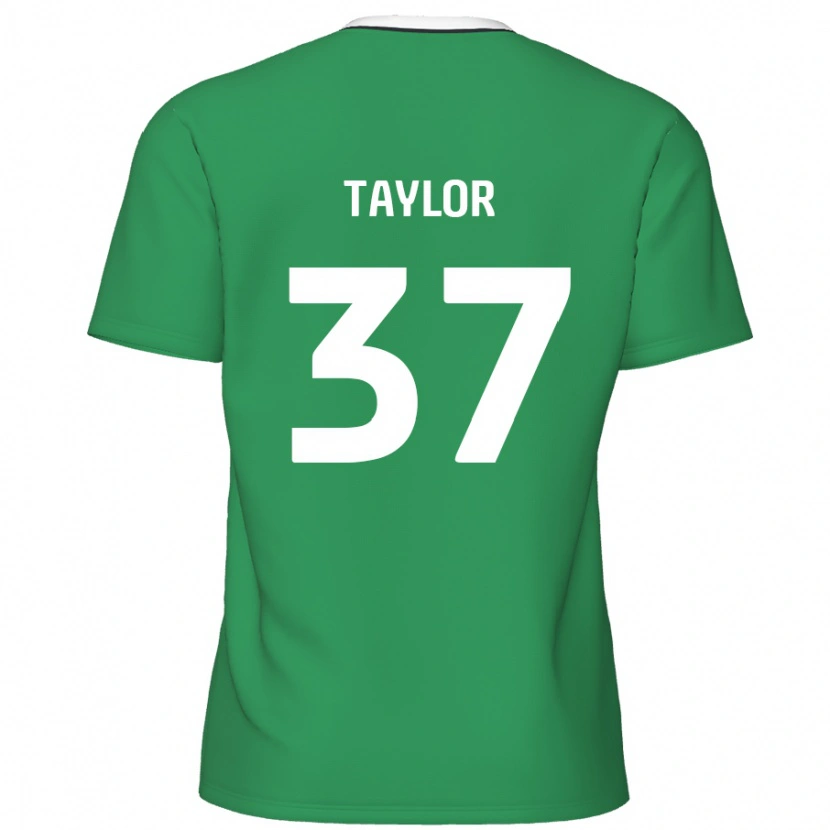 Danxen Kvinnor Caleb Taylor #37 Gröna Vita Ränder Bortatröja Matchtröjor 2024/25 Tröjor T-Tröja