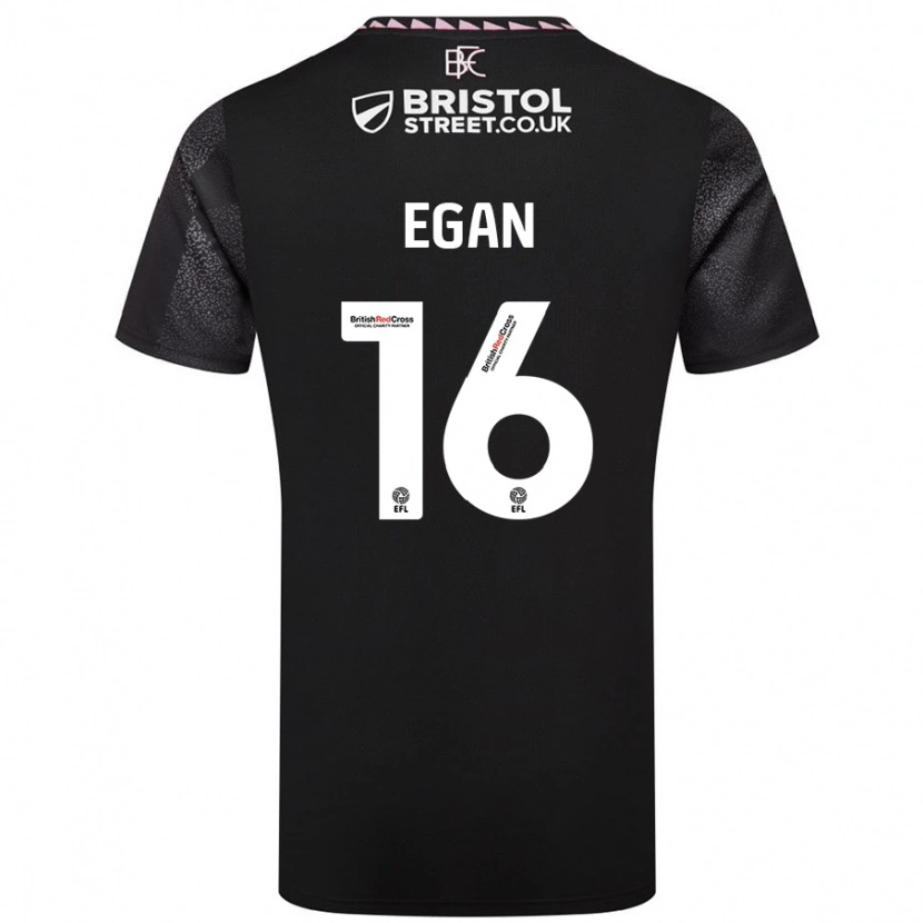 Danxen Kvinnor John Egan #16 Svart Bortatröja Matchtröjor 2024/25 Tröjor T-Tröja