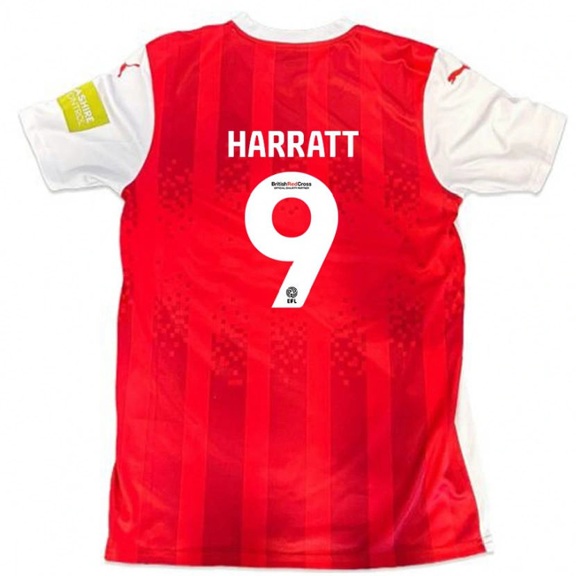 Danxen Kvinnor Kian Harratt #9 Röd Vit Hemmatröja Matchtröjor 2024/25 Tröjor T-Tröja