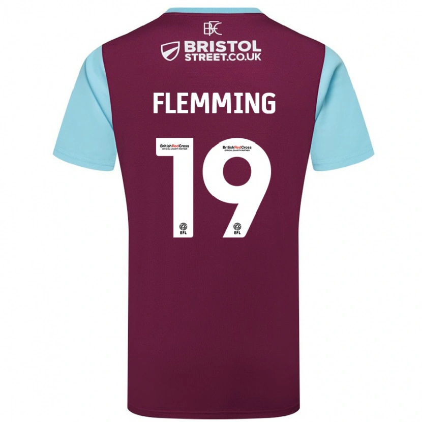 Danxen Kvinnor Zian Flemming #19 Vinröd Himmelsblå Hemmatröja Matchtröjor 2024/25 Tröjor T-Tröja