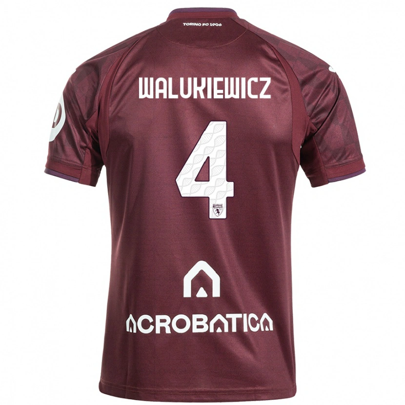 Danxen Kvinnor Sebastian Walukiewicz #4 Rödbrun Vit Hemmatröja Matchtröjor 2024/25 Tröjor T-Tröja