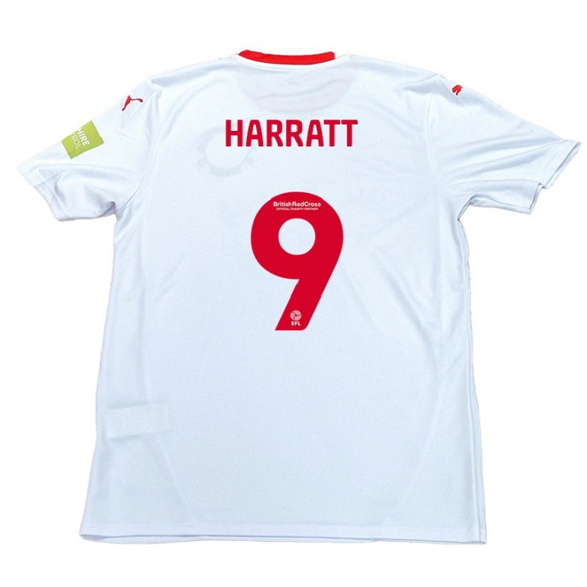 Danxen Kvinnor Kian Harratt #9 Vit Bortatröja Matchtröjor 2024/25 Tröjor T-Tröja