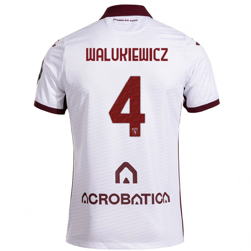 Danxen Kvinnor Sebastian Walukiewicz #4 Vit Rödbrun Bortatröja Matchtröjor 2024/25 Tröjor T-Tröja